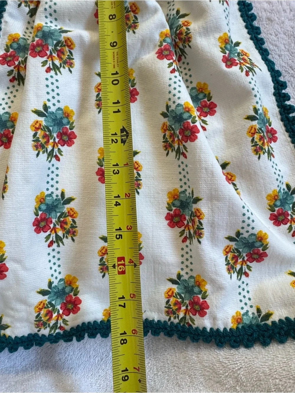 The Pioneer Woman Teal Crochet-Trim Floral Kitchen Towel